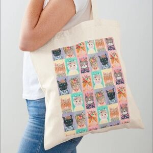 MIA CHARRO Canvas Shoulder Bag Cats Land With Floral
Headband Cute Boho Cottage